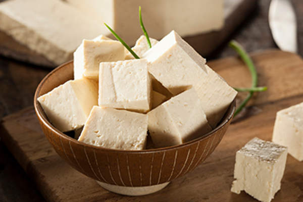 Tofu cubes.