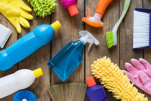 Household cleaning supplies.