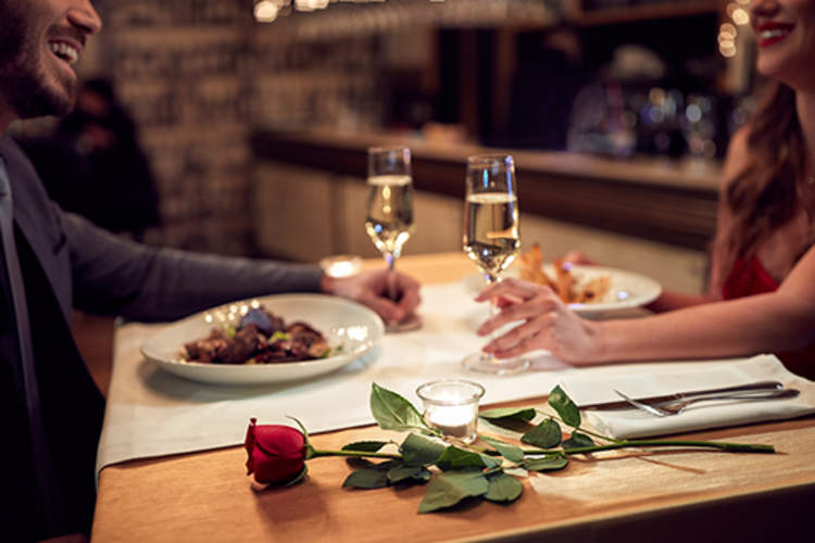 Couple on a date at a restaurant.