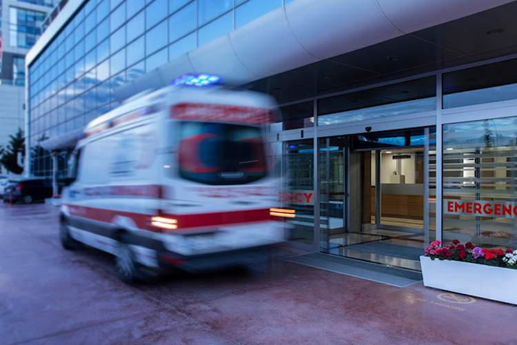 Ambulance at emergency room.