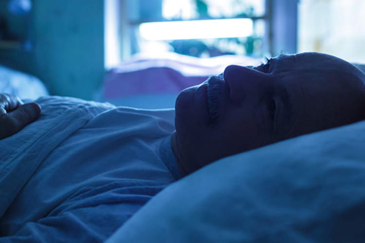 Man laying awake