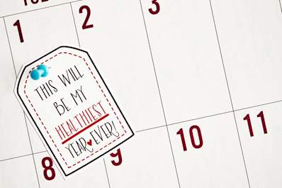Healthy diet for the new year on calendar.