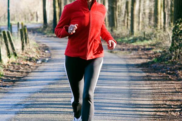 Woman jogging outside.