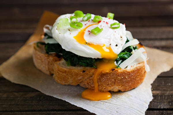 Benedict eggs with chives on top