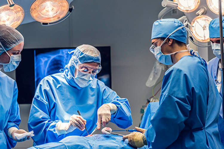 Surgical team in operating room