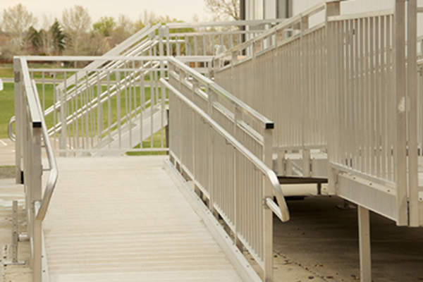 Metal accessibility ramp.