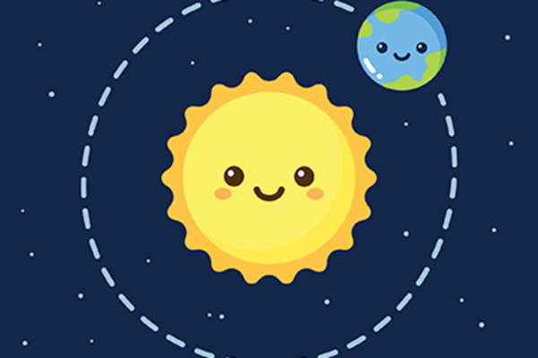 Earth circling the sun illustration.