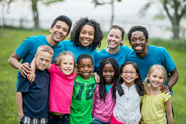 Summer campers and camp counselors.