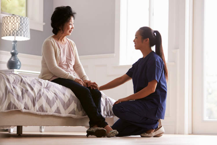 Home health check up, checking on mental health.