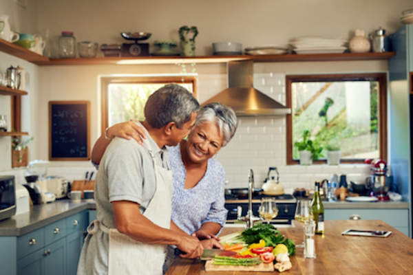 couple preparing healthy meal.
