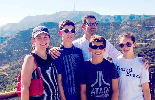 O’Brien on her July 2014 LA vacation with her two sons, Jonah (left) and Casey; her husband, Scott; and her daughter, Abbey.