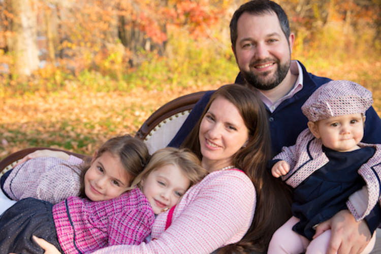 Katrina with her daughters, left to right, Avelin, Carys, Finley, and husband Patrick.