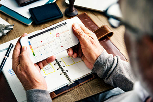 Using a planner schedule.