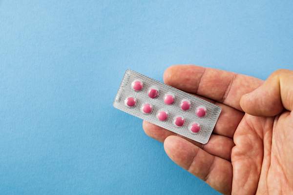 Blister pack of pink pills