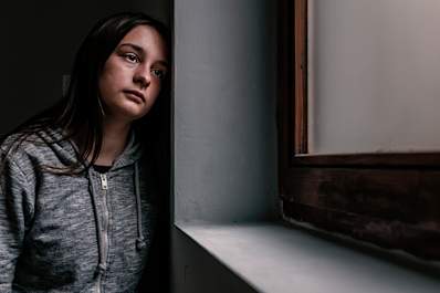 Young woman battling mental illness.