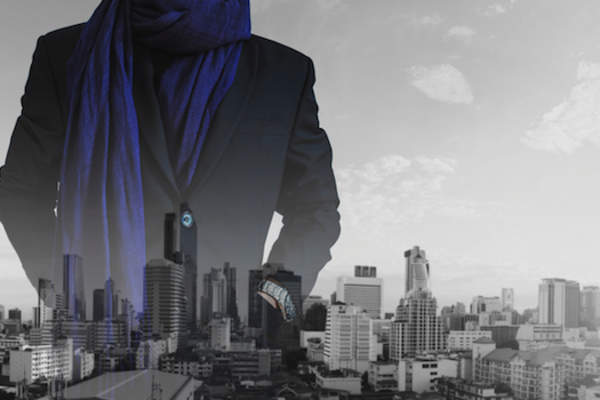 Fashion concept, fashionable model over city.