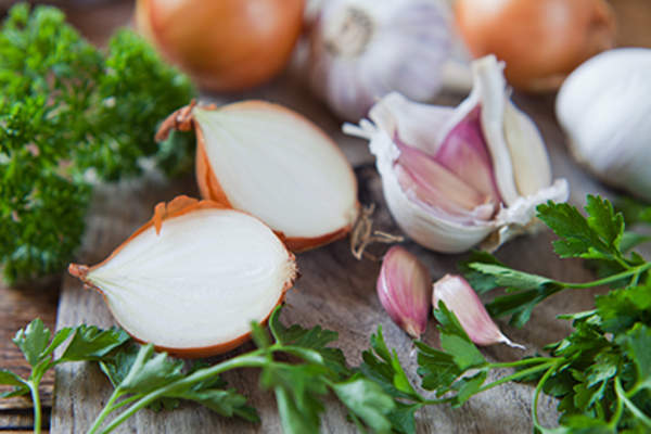 Garlic, onion, and herbs.