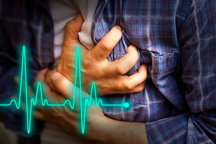 Man having a heart attack.