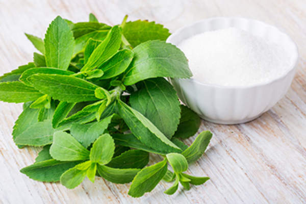 Stevia and stevia leaves.