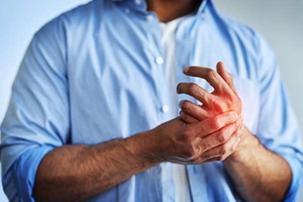 Man with hand pain.