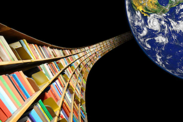 World wide library concept.