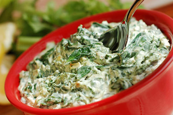 Bowl of artichoke dip.