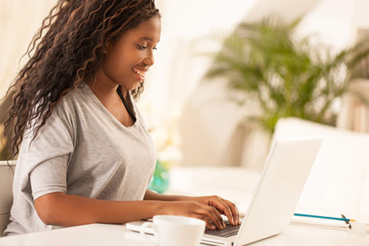 young woman blogging image