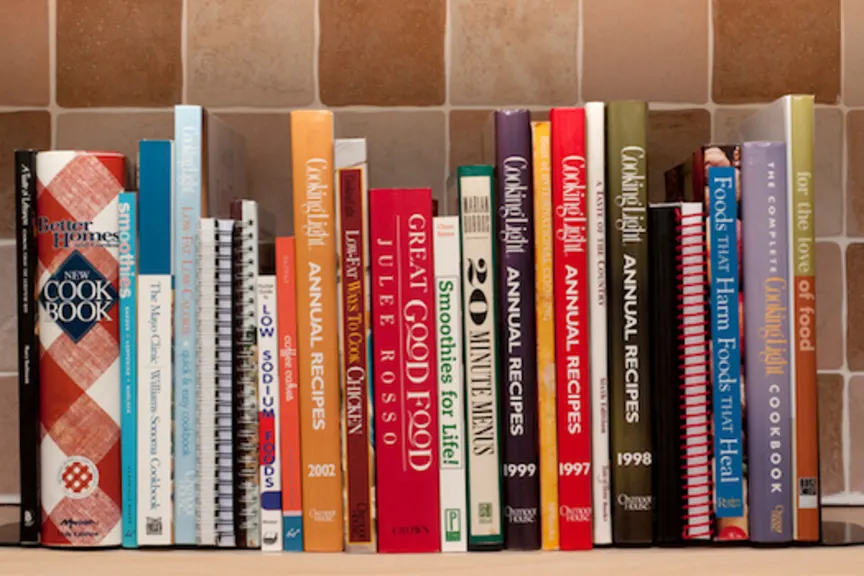 row of cook books