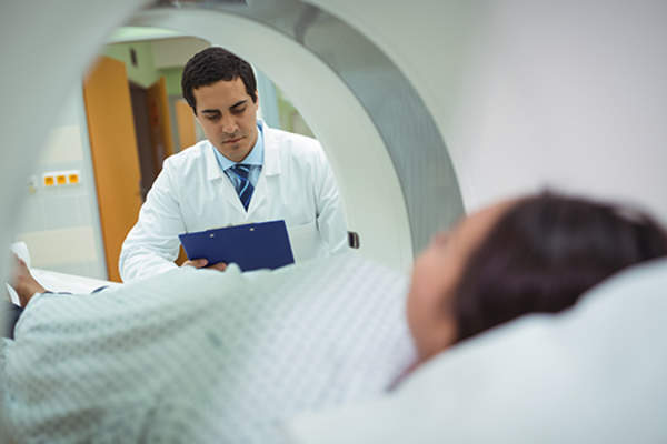 woman undergoing ct scan image