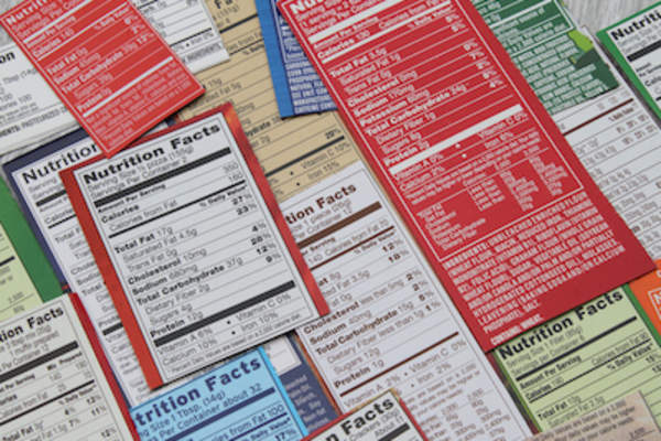 Pile of nutritional labels.