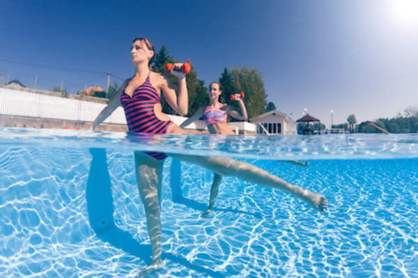 Pool aerobics, leg lifts.
