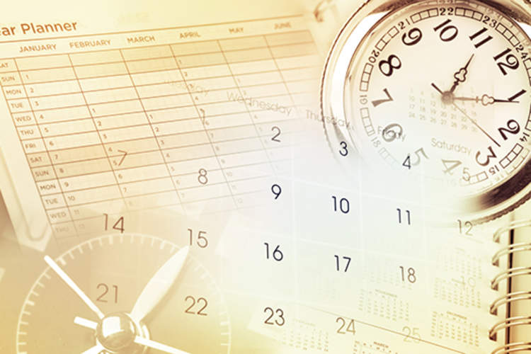 Calendar, clock, and planner image.