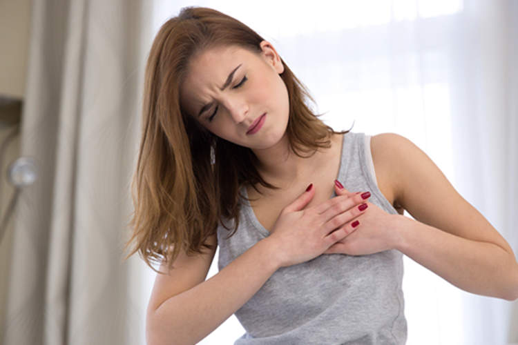 Young woman with chest pain.