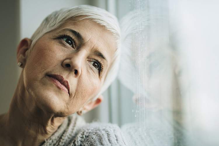 Pensive senior woman.