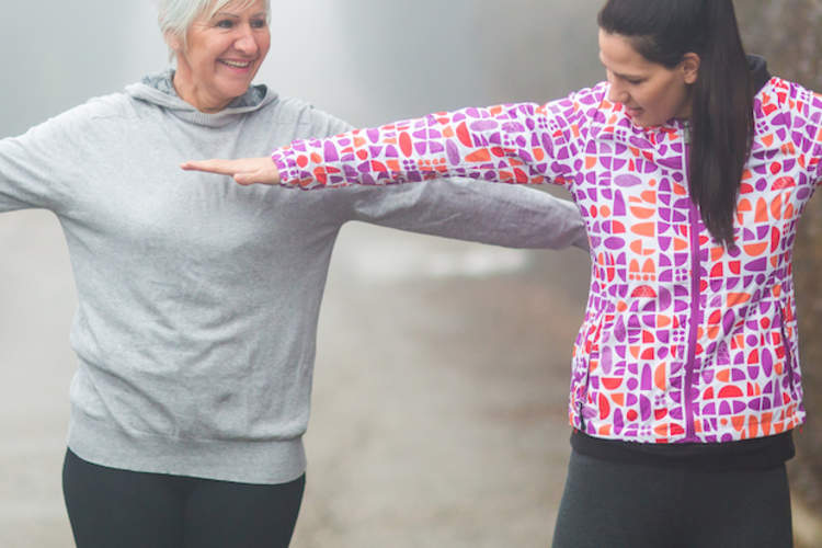 Women exercising together to make positive lifestyle changes that prevent diabetes.