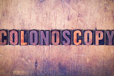 Colonoscopy concept painted watercolor word art.
