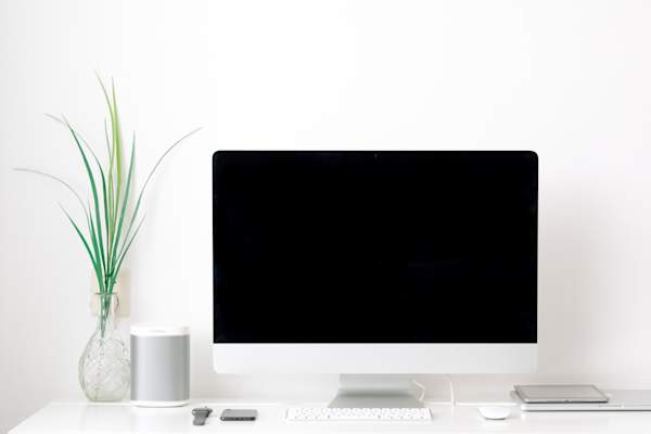 large computer monitor on desk