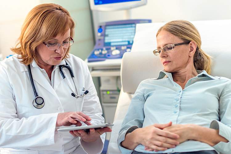 Doctor going over results with a patient.
