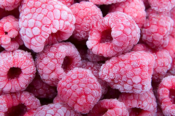 Frozen raspberries.