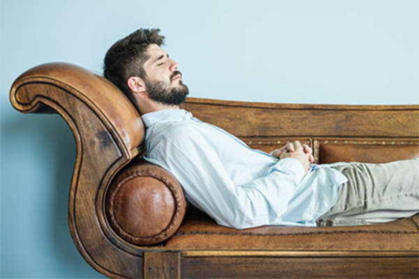 Man undergoing hypnotherapy.