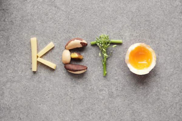 "KETO" spelled out with keto diet foods