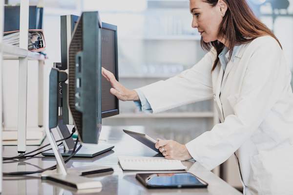 Researcher analyzing results.