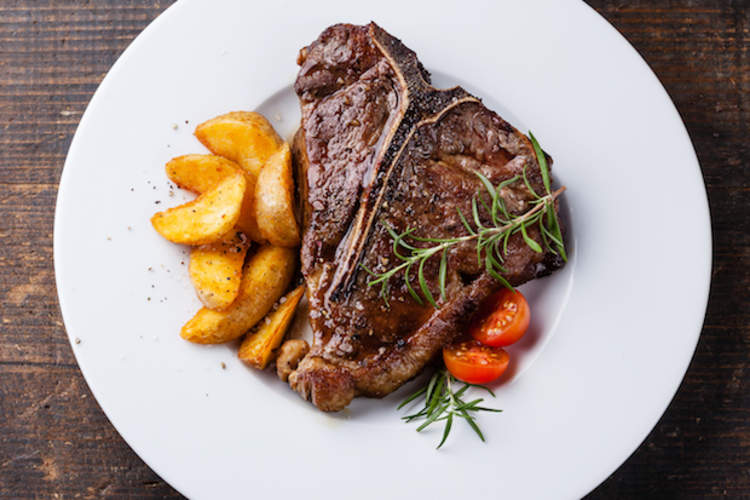 T-Bone Steak with roasted potato wedges