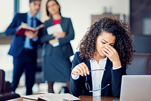 Woman depressed at work.