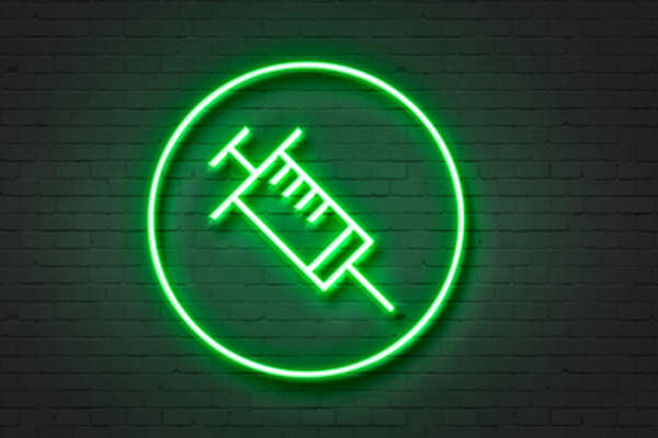 Needle sign, injectable concept.