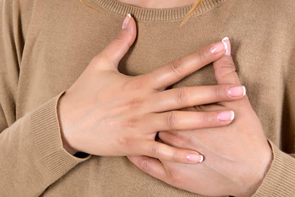 Young woman with chest pain.