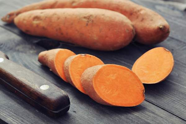 cut sweet potatoes