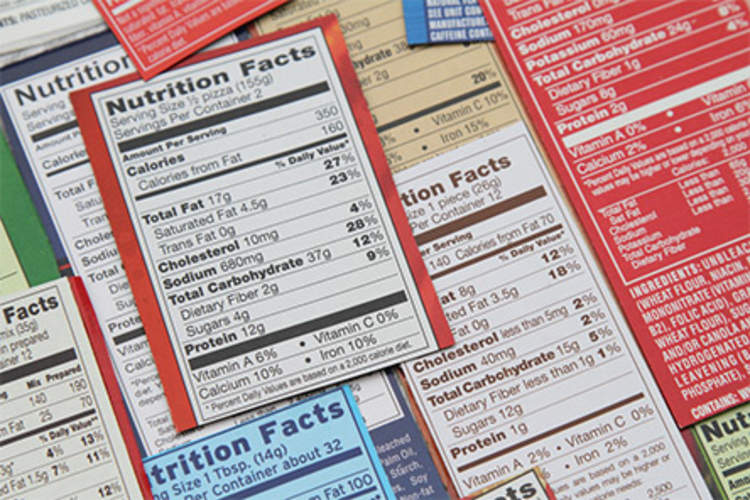 Nutrition facts labels.