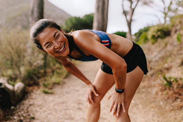 Runner laughing.