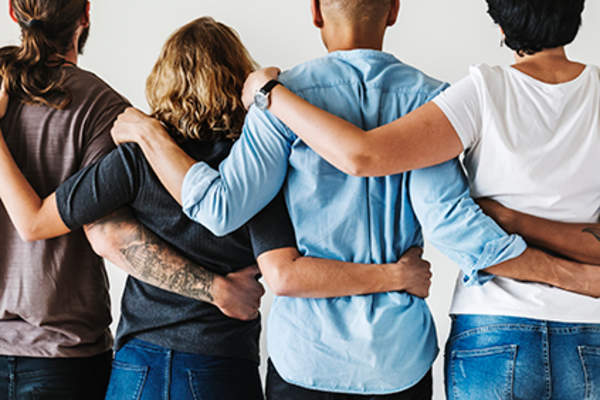 Group of friends supporting one another.